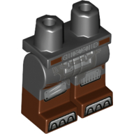 Lego Hips with Black Legs and Reddish Brown Boots Pattern with Metal Plating, Steel toes, Knee Pads