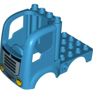 Duplo Car Body Truck 4 x 4 Flatbed with 4 Top Studs - Grille and Headlights Print / Dark Azure