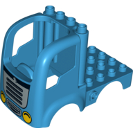 Lego Duplo Car Body Truck 4 x 4 Flatbed with 4 Top Studs - Grille and Headlights Print / Dark Azure