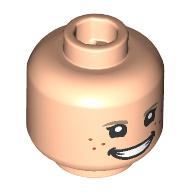 Lego Minifig Head Edith, Dark Tan Eyebrows, Freckles, Lopsided Smile/Grin / Light Nougat
