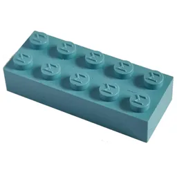 Modulex Brick 2 x 5 with M on Studs / Modulex Pastel Blue