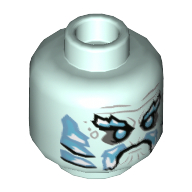 Lego Minifig Head General Vex, Light Blue Eyes, Thick White/Blue Eyebrows, Frostbite / Light Aqua