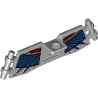 Lego Minifig Neckwear Wings with 2 Bars with Dark Blue/Blue/Dark Red print / Light Bluish Gray