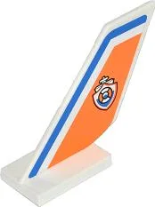 Tail Shuttle with Blue Line and Coast Guard Logo on Orange Background Pattern on Both Sides (Stickers) - Set 60013