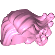 Lego Hair Long Swept Left with Curls / Bright Pink