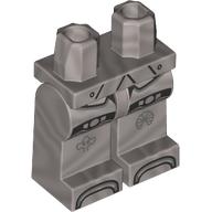 Lego Hips and Flat Silver Legs with Black Robot Plating, Light Bluish Grey Symbols print