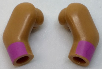 Lego Arm, (Matching Left and Right) Pair with Dark Pink Cuffs Pattern