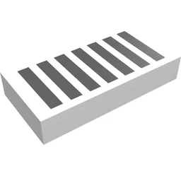 Tile 1 x 2 with Black Grill Print / White