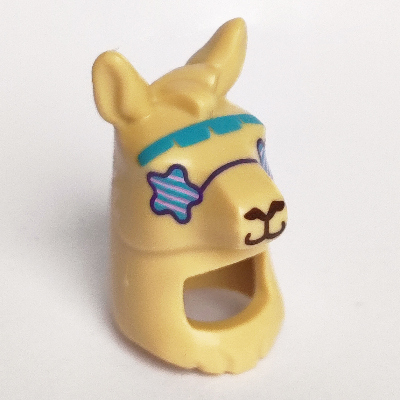 Lego Costume / Mask, Llama Head with Blue and White Star Glasses Print / Tan