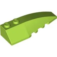 Brick Wedged, Curved 6 x 2 Right, Inner Ridges / Lime