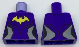 Torso Female Outline with Yellow Bat and Silver Side Trim Pattern / Dark Purple