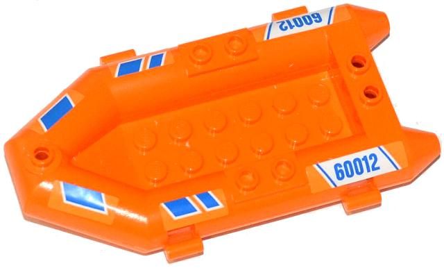 Lego Boat, Rubber Raft, Small with Blue Stripes and '60012' Pattern on Both Sides (Stickers) - Set 60012