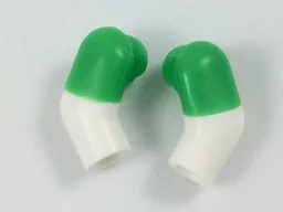 Arm, (Matching Left and Right) Pair with Molded Bright Green Short Sleeves  Pattern / White