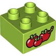 Duplo Brick 2 x 2 with Apples and Worm Print
