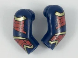 Arm, (Matching Left and Right) Pair with Gold and Red Armor, Black Webs Pattern / Dark Blue