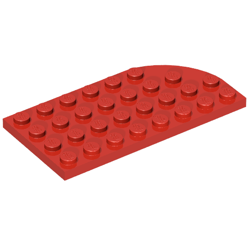 Lego Plate Round Corner Right 4 x 8 with Waffle Bottom / Red