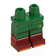 Lego Hips with Green Legs and Dark Red Boots Pattern with Football Shorts, Black Trim, Nougat Knees, Gold Shoes, Gold '7' print / Green