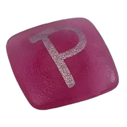 Clikits Icon, Square 2 x 2 Small with Pin and Silver 'P' Print / Trans-Dark Pink