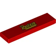 Tile 1 x 4 with Gold and Black 'Rust-eze' Print / Red
