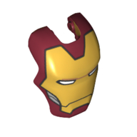 Lego Headwear Accessory Visor Top Hinge, Rounded, with Gold Armor Print (Iron Man) / Dark Red