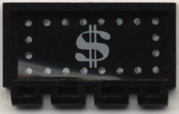 Lego Hinge Train Gate 2 x 4 with Dollar Sign Pattern (Sticker) - Set 6765