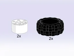 White Hubs & Tires / 49.6 mm Tyres & Hubs