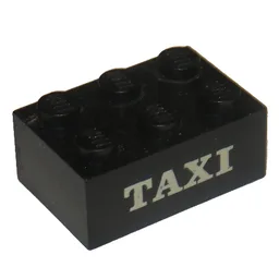 Brick 2 x 3 with White 'TAXI' Serif Print