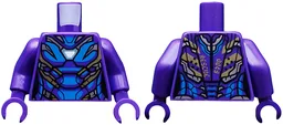 Torso Female Armor, White Arc Reactor, Blue Panels and Gold Trim Pattern / Dark Purple Arms / Dark Purple Hands
