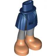 Minidoll Hips and Short Skirt with Dark Bluish Grey Legs, Medium Nougat Feet / Dark Blue