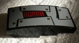 Slope, Curved 4 x 2 with Dark Red and Dark Bluish Gray Hull Plates Pattern (Sticker) - Set 70012-2