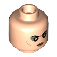 Lego Minifig Head Bellatrix Lestrange, Dark Tan Eye Shadow, Medium Nougat Lips, Neutral / Grin / Light Nougat