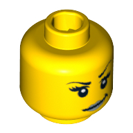 Lego Minifig Head Intergalactic Girl, Arched Eyebrows, Eyelashes, Smirk with Silver Lips Print [Blocked Open Stud] / Yellow
