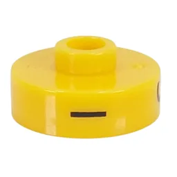 Pen Bead, Round Short, Flat Edge with 'I', 'G', 'X' Print / Yellow
