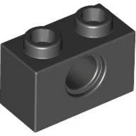 Technic Brick 1 x 2 [1 Pin Hole] / Black
