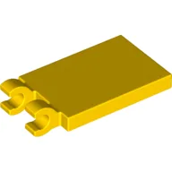 Tile Special 2 x 3 with 2 Clips without Tab between Clips / Yellow