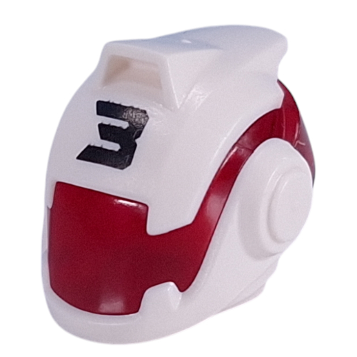 Lego Helmet, Space with Trans-Red Visor, Black '3' print / White
