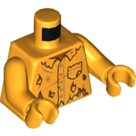 Lego Torso Shirt, Tattered with Pocket Print, Bright Light Orange Arms and Hands / Bright Light Orange