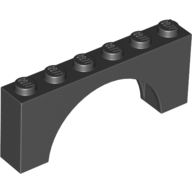 Lego Brick Arch 1 x 6 x 2 - Thick Top with Reinforced Underside / Black