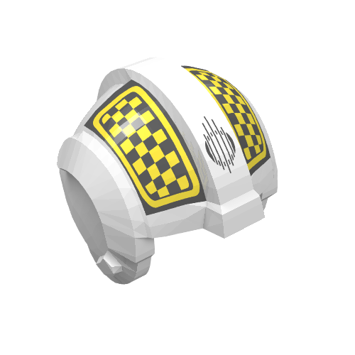 Lego Helmet Rebel Pilot, Center Ridge with Checkered Print / White