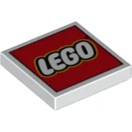 Tile 2 x 2 with LEGO Logo Type 2 Print / White