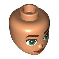Lego Minidoll Head, Reddish Brown Eyebrows, Green Eyes, Nougat Lips / Nougat