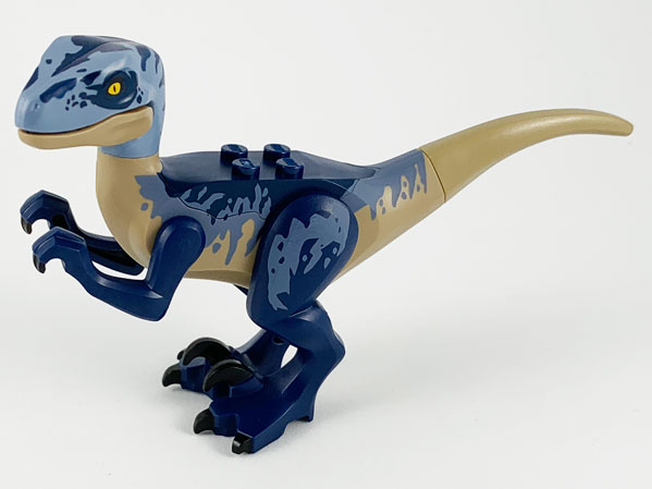 Lego Dinosaur Raptor / Velociraptor with Dark Blue and Sand Blue Markings, Dark Blue Eye Patch