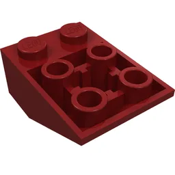 Brick Sloped Inverted 33° 3 x 2, Connections between Studs, Ovoid Bottom Pin / Dark Red