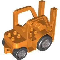 Duplo Forklift Truck with Two Large Front Black Wheels and Two Small Rear Black Wheels / Orange