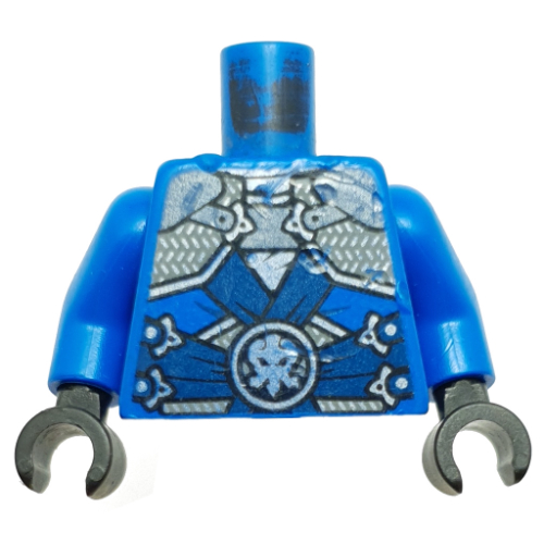 Lego Torso Armor over Robes, Dark Blue Straps, Silver Plates, Clasps and Lightning Emblem Print, Blue Arms, Black Hands / Blue
