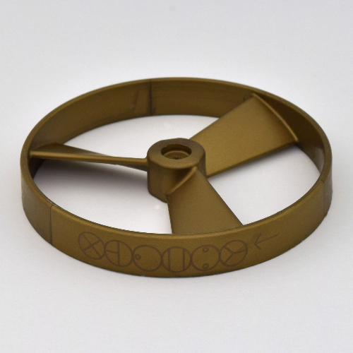 Lego Large Figure Spinner / Propeller with Code Print (Rhotuka) / Flat Dark Gold