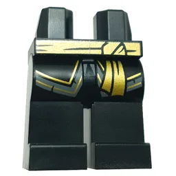 Hips and Black Legs with Robe Ends, Gold/Dark Bluish Grey Trim, Gold Sash Print / Black