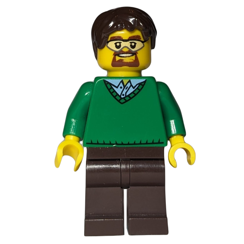 Lego Green Torso, Dark Brown Legs, Dark Brown Hair