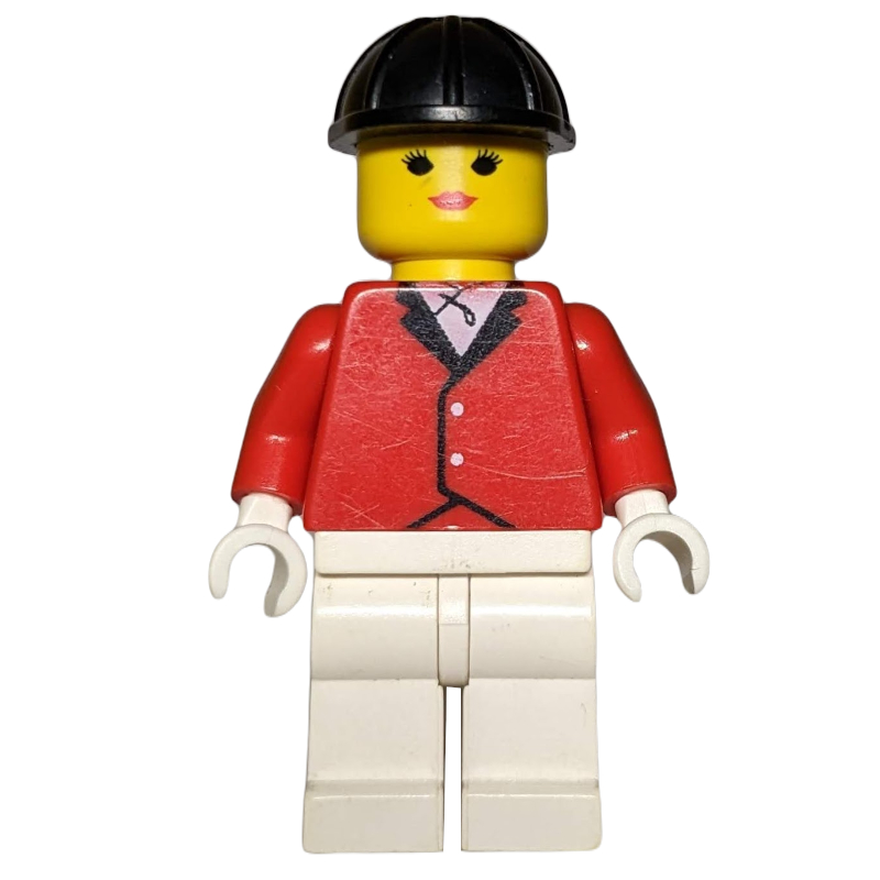 Lego Woman, Red Riding Jacket, White Legs, Black Hard Hat