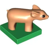Duplo Animal Pig / Piglet on Green Base / Nougat